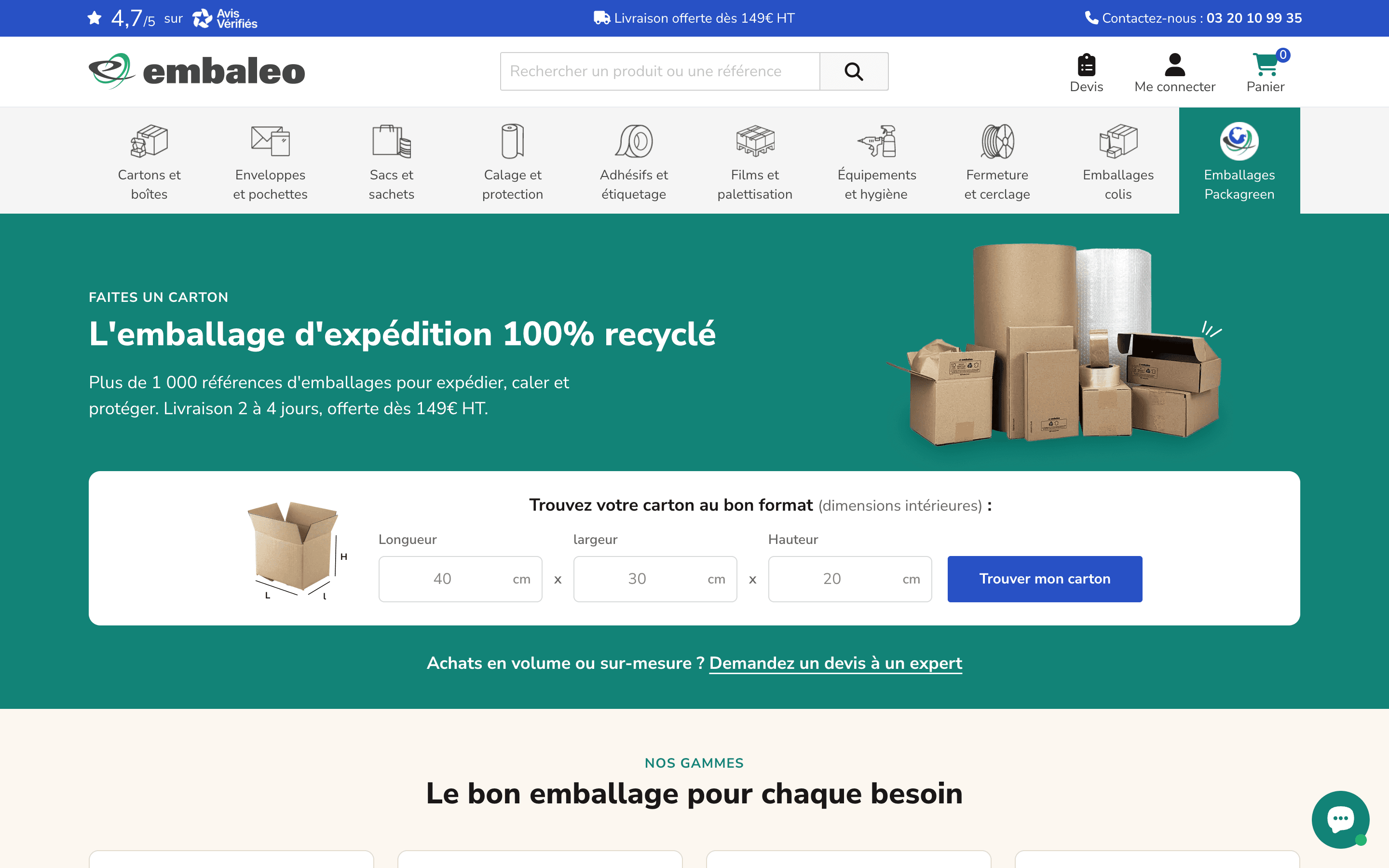 Aperçu du projet Embaleo.com
